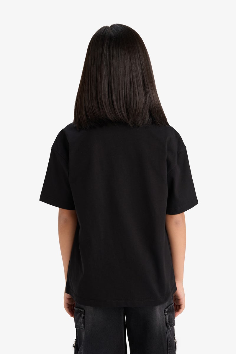 ديفاكتو تيشيرت نص كم بطبعة شعار اوفر سايز برقبة مستديرة - Image 5